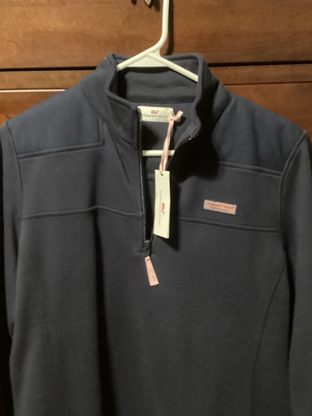 Vineyard Vines Women’s Navy Quarter-Zip Pullover with Pink Accents